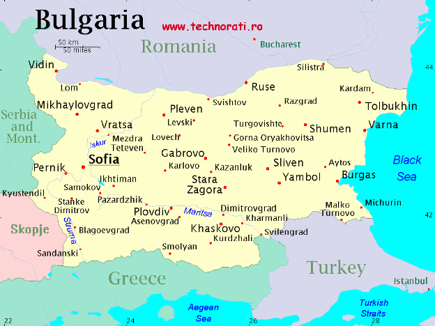 Harta politica Bulgaria