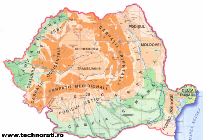 Harta relief Romania