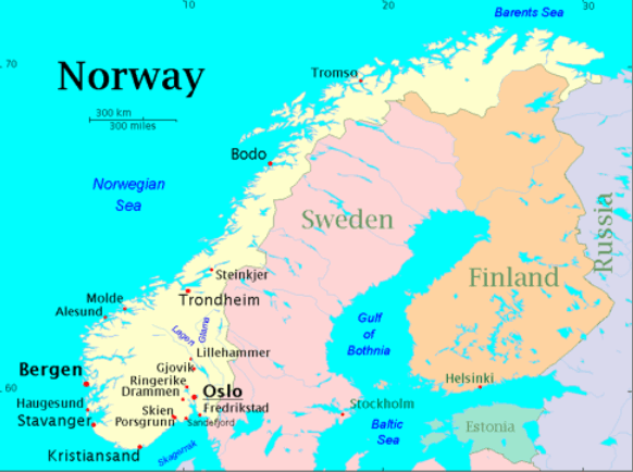 Harta politica Norvegia