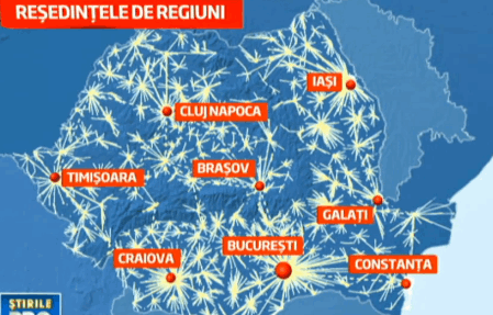 romania harta cu resedinte regiuni