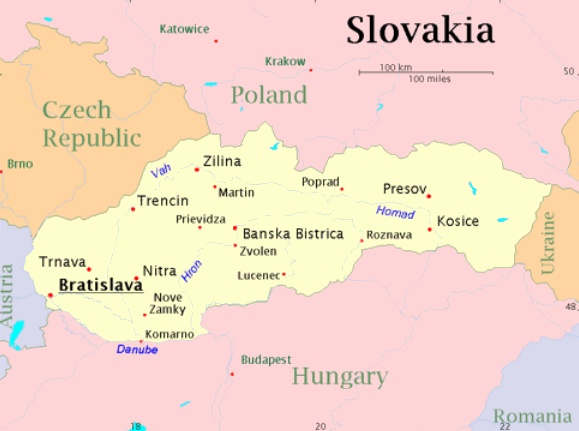 Harta politica Slovacia
