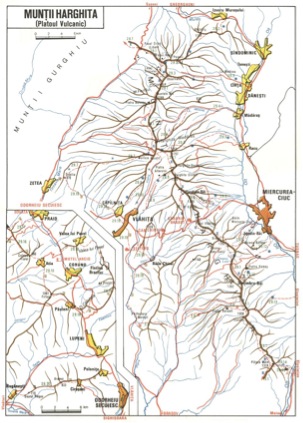 Harta Muntii Harghita din Carpatii Orientali